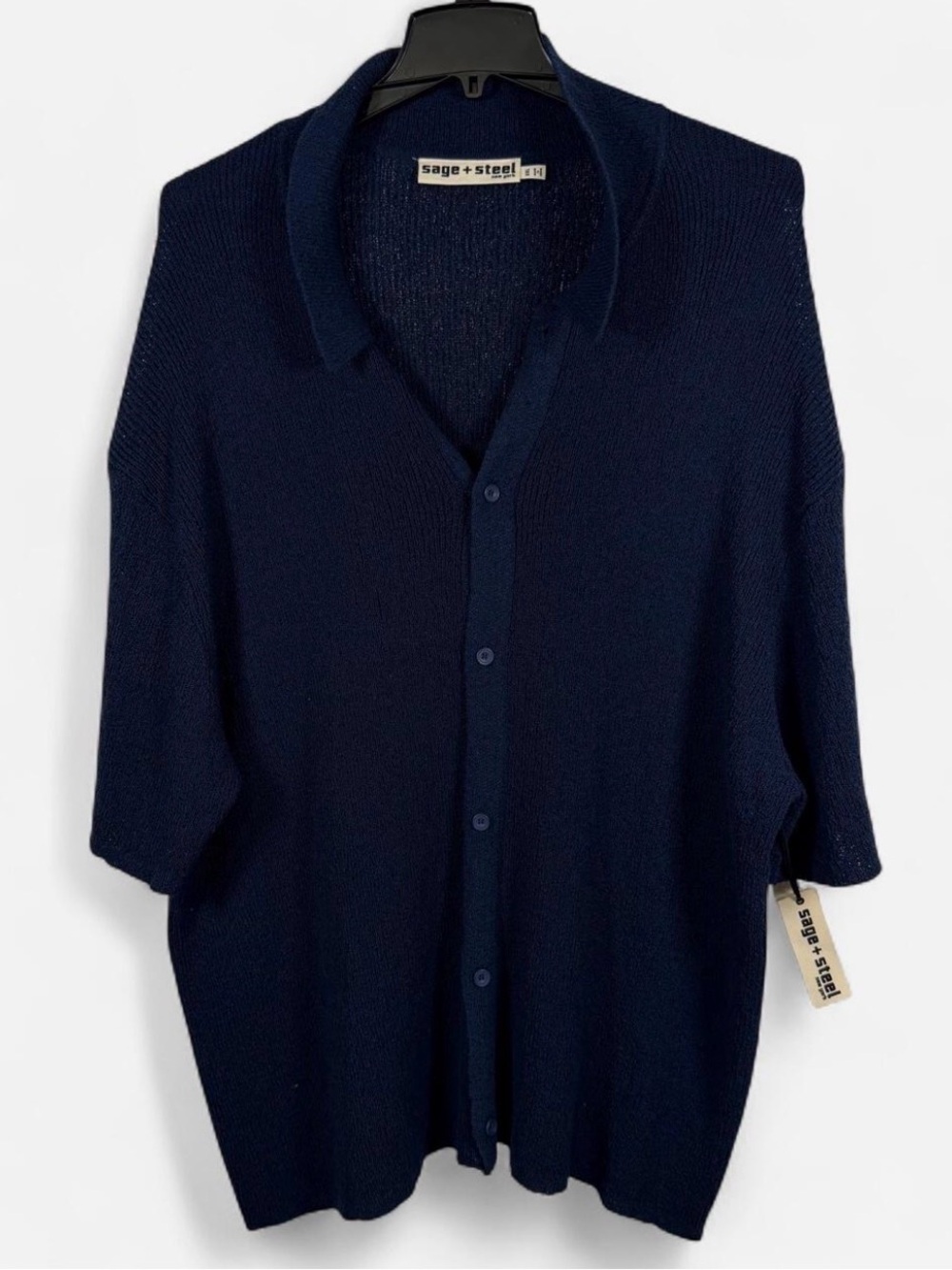 NWT- Sage + Steel Navy Short-Sleeve Button Cardigan size: XXL